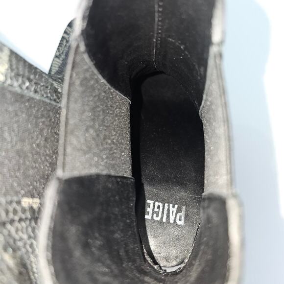 NEW Paige Emery Ankle Boot Womens 9.5 Black Snake Print Suede Western Chelsea - Picture 11 of 14